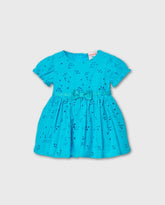 Vestido Ojalillo Bordado Azul Boboli